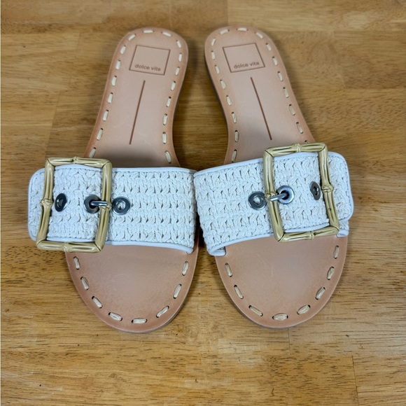 Dolce Vita Shoes - Dolce Vita Dasa Sandal Crocheted Bamboo Buckle Leather Sole Womens 8 Cream
